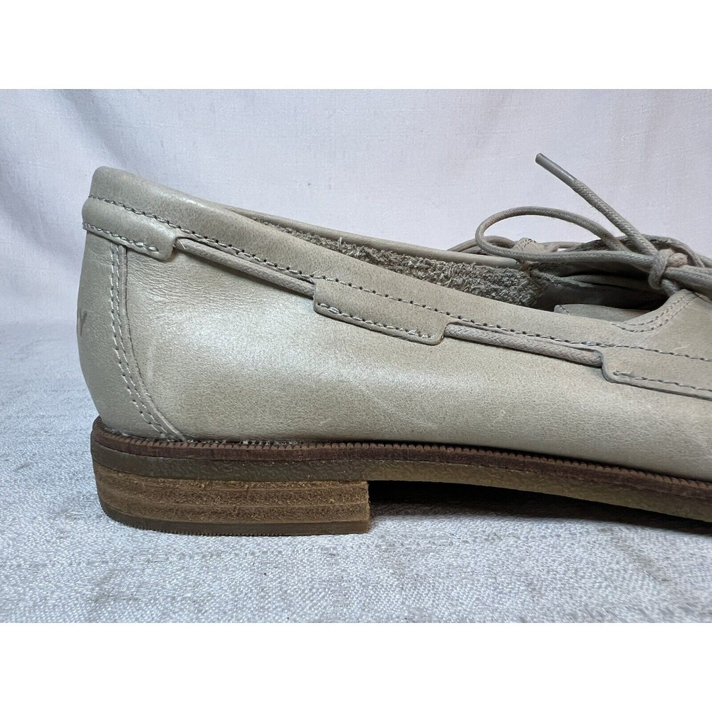 SPERRY Womens Leather Slip on Shoes Tie up bone beige Size 11 - Picture 2 of 12